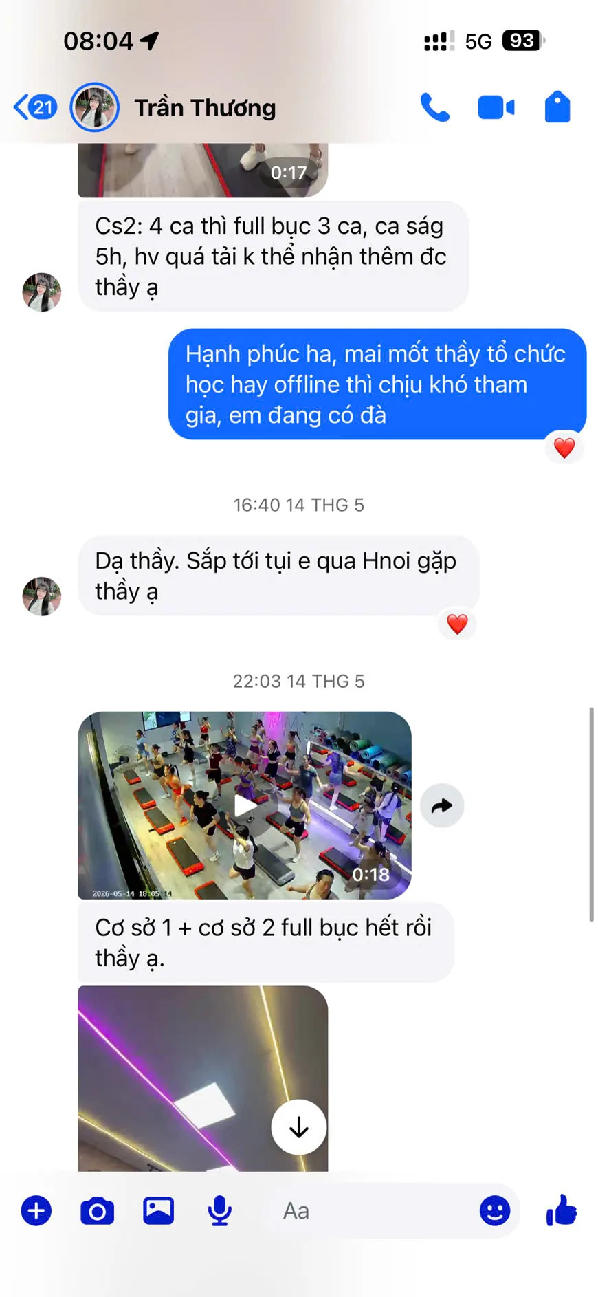 Tin nhắn cảm nhận của huấn luyện viên StepHi: Lớp full bục, ca 5h sáng không nhận thêm được